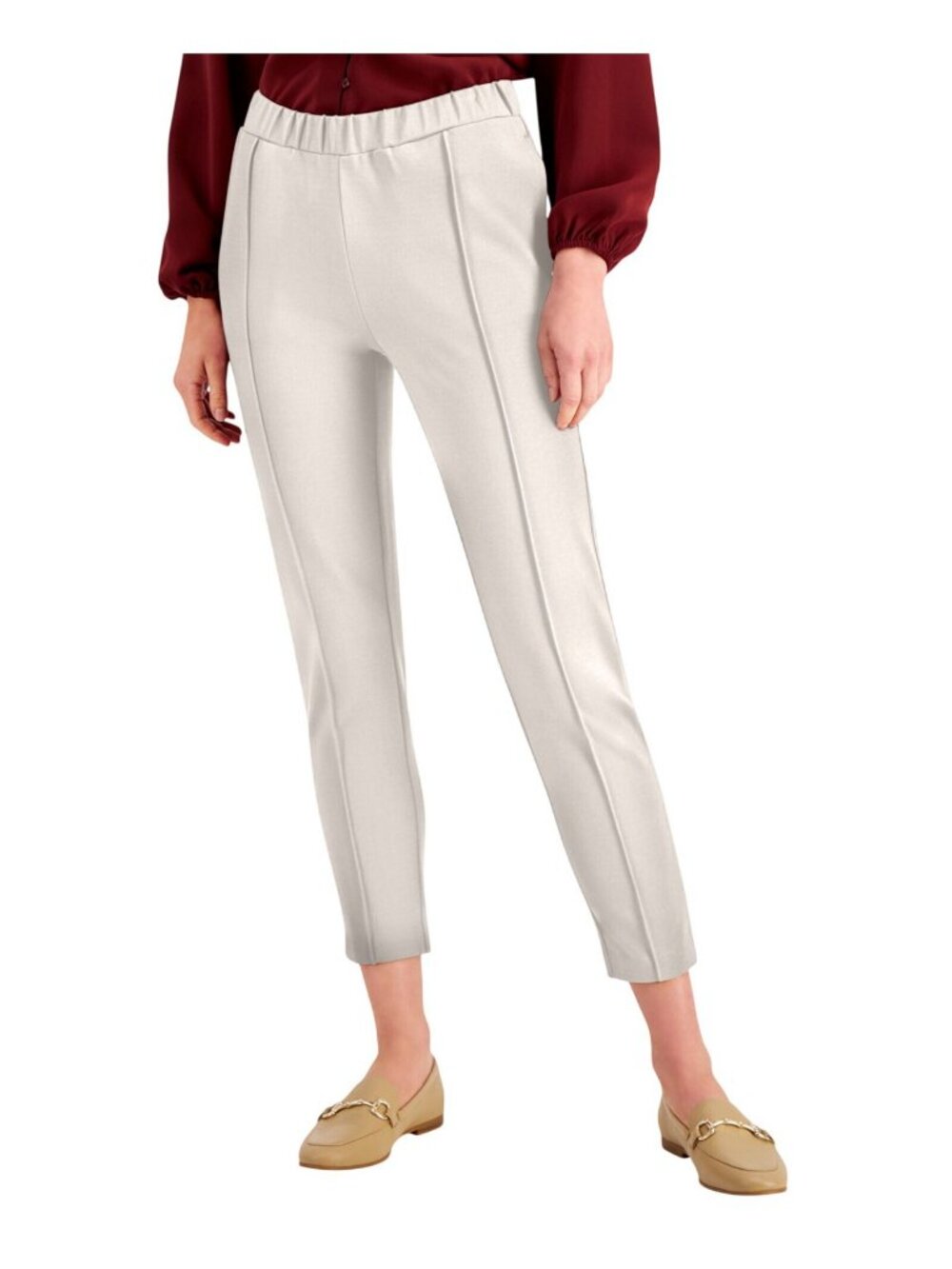 Alfani Solid Seamed Cropped Pants 100128539PT Oat Milk Off White PP - Picture 7 of 8